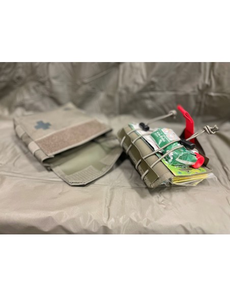 First aid kit for hiking and exercise in pouch