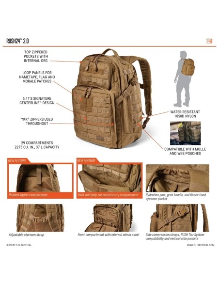 5.11 Tactical RUSH24 2.0 Backpack (multiple colours)
