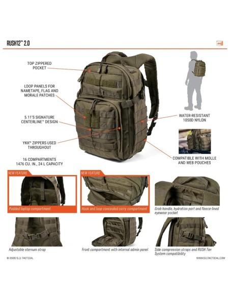 5.11 Tactical RUSH12 2.0 Backpack (Multicam)