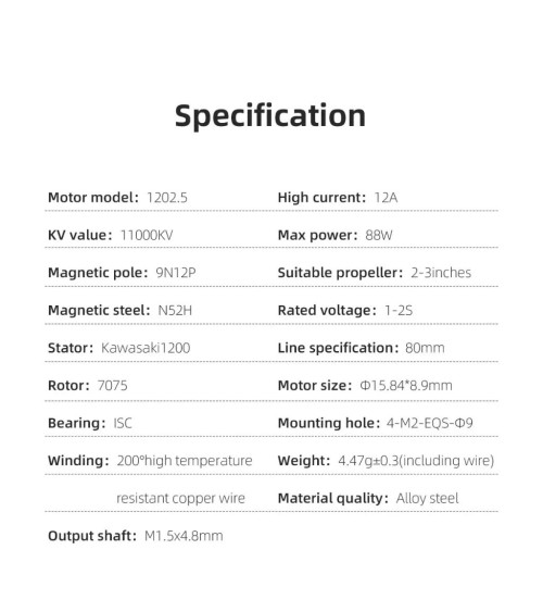 SPECTER 1202.5 11000KV harjata mootor