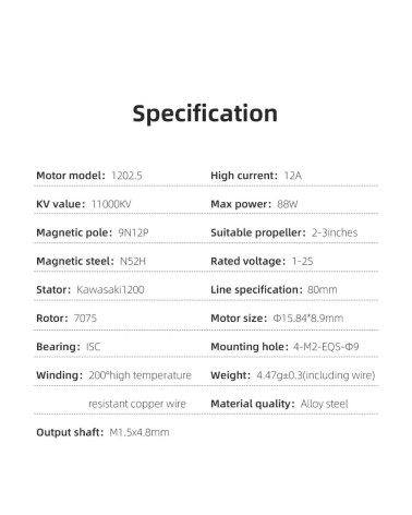 SPECTER 1202.5 11000KV brushless motor