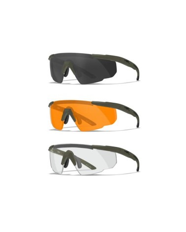 WILEY X - SABER ADVANCED 3 LENSES (SMOKE GREY+CLEAR+Light RUST) with OD GREEN FRAME