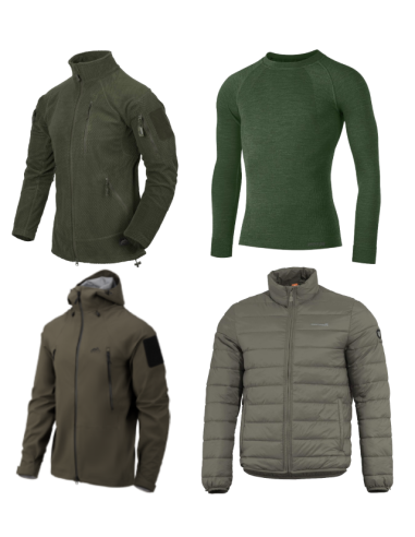 Helikon-Tex SQUALL + Pentagon Nucleus + Helikon-Tex Alpha Tactical + Lasting Merino Long Undershirt Set (Size XL / green)